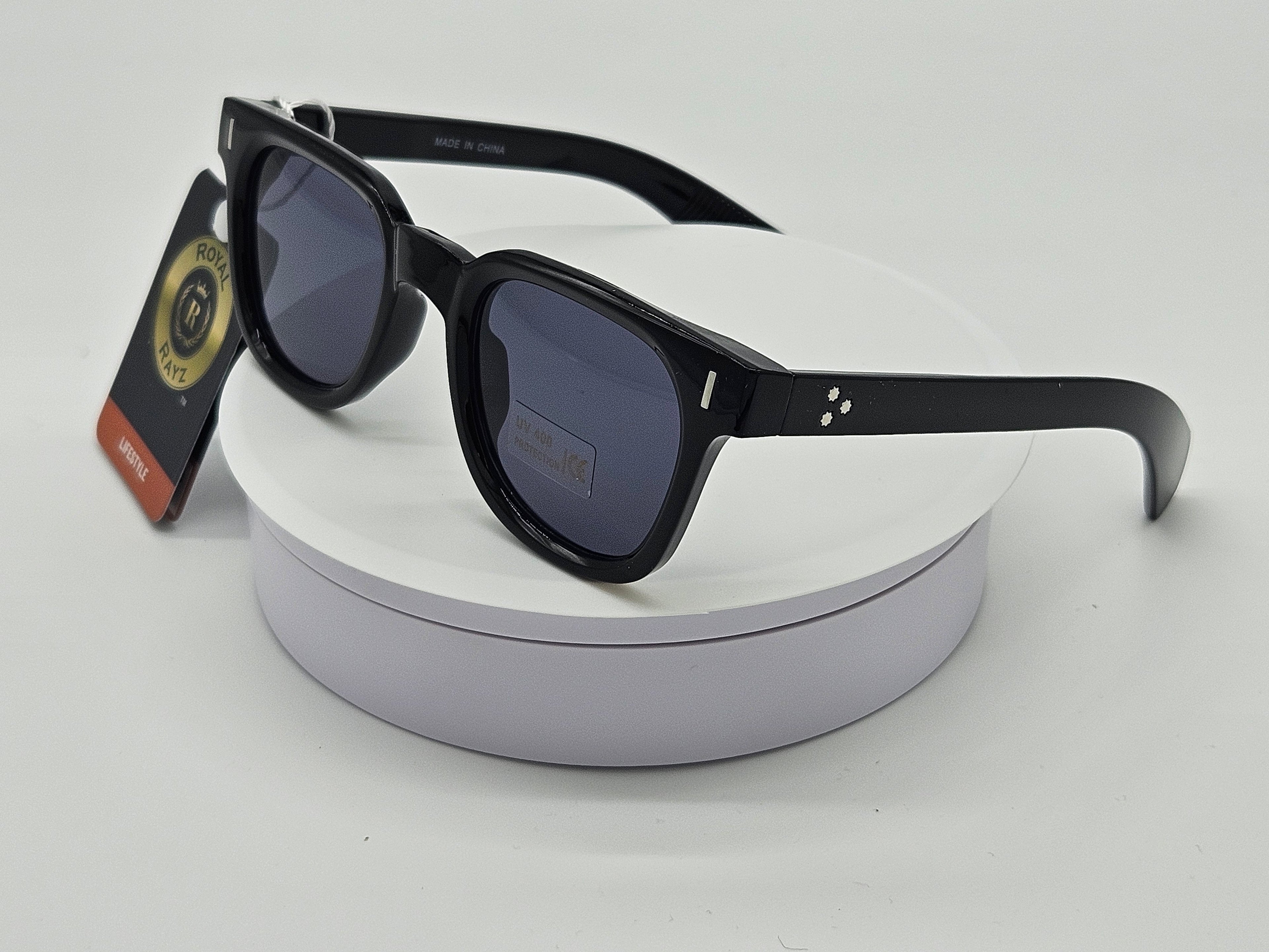 Classic Black Square Sunglasses with Star Accent