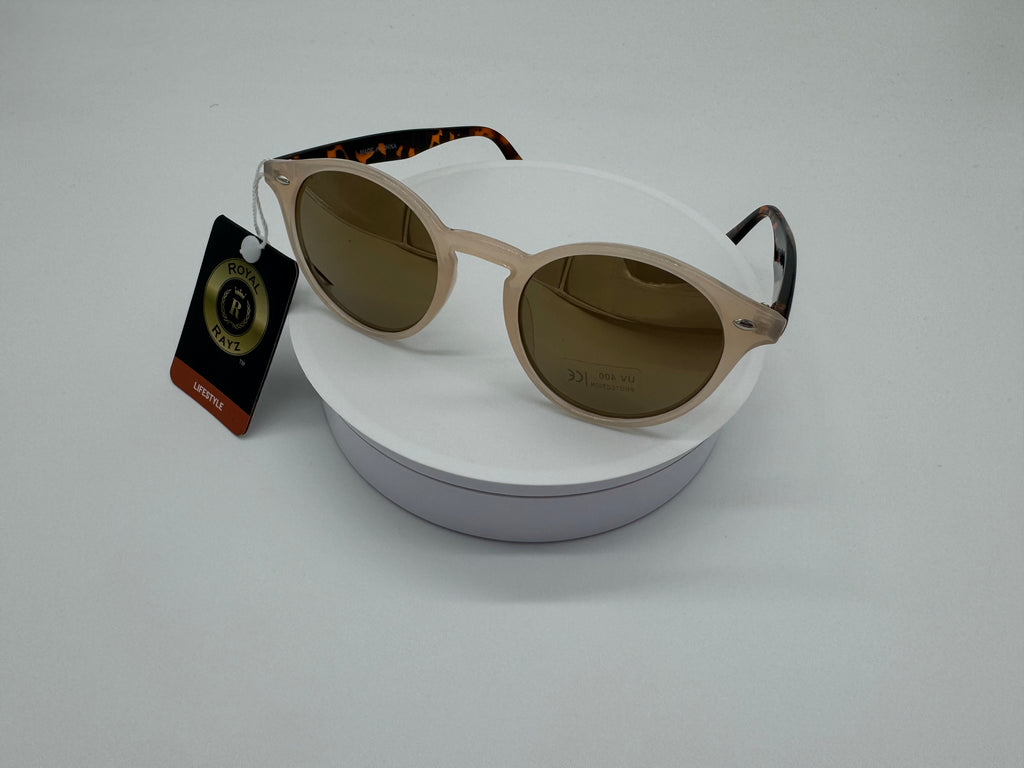 Blush Round Sunglasses with Tortoiseshell Temples