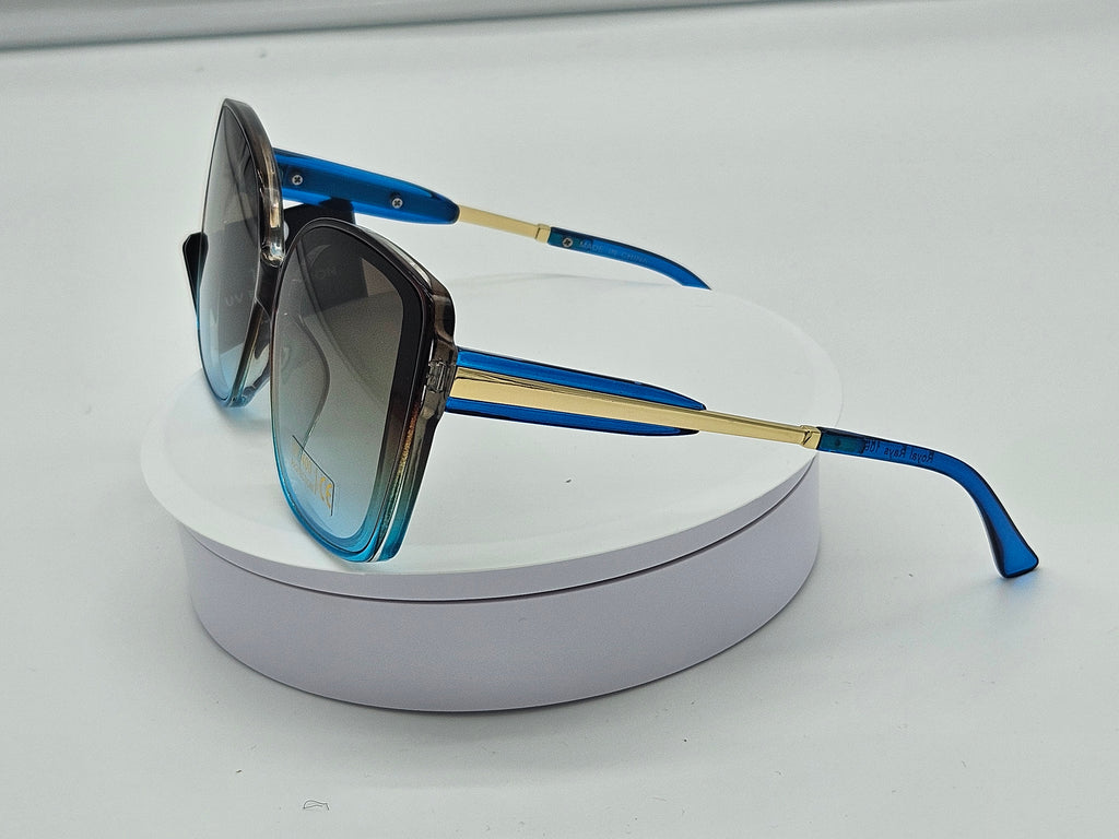 Oversized Brown-to-Blue Gradient Square Sunglasses