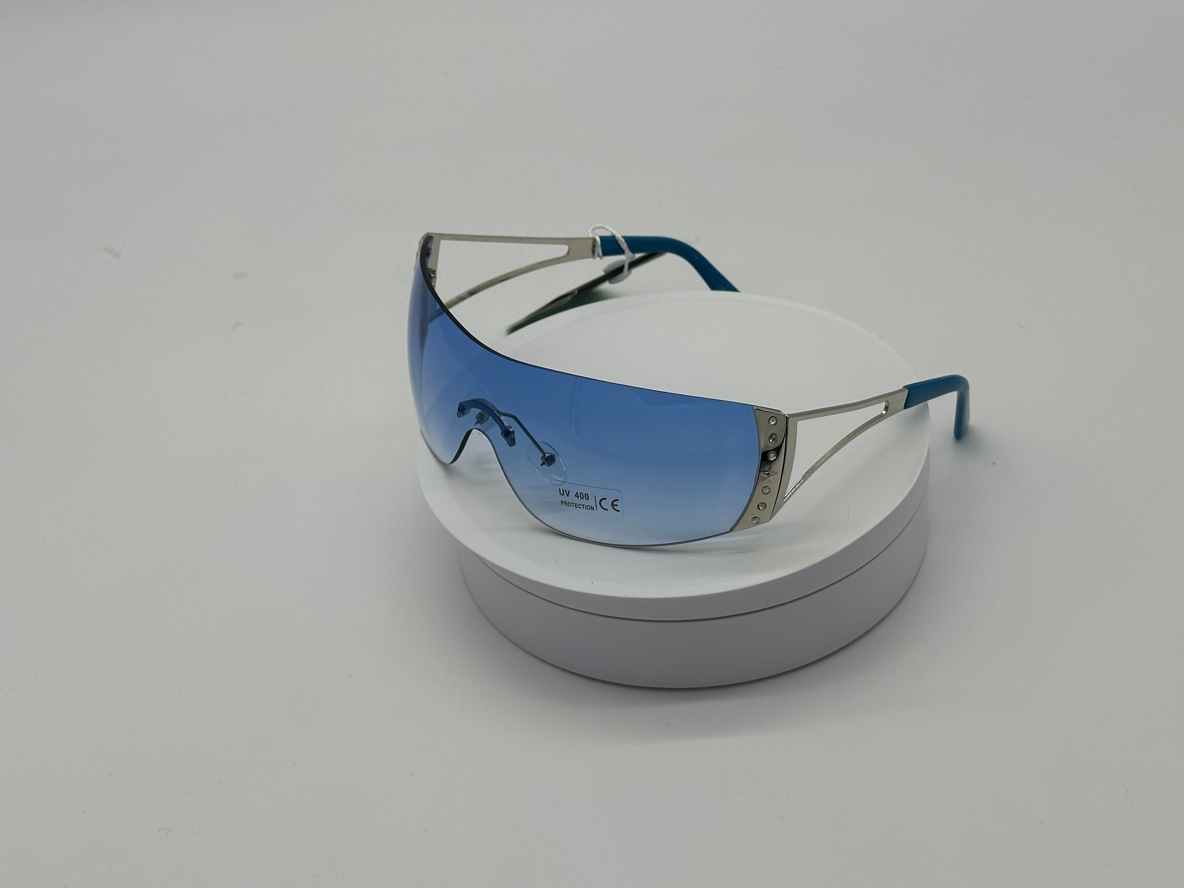 Crystal-Accent Silver Shield Sunglasses