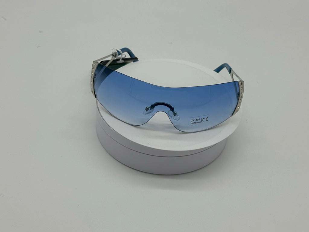 Crystal-Accent Silver Shield Sunglasses