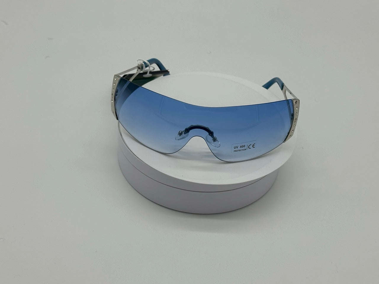 Crystal-Accent Silver Shield Sunglasses