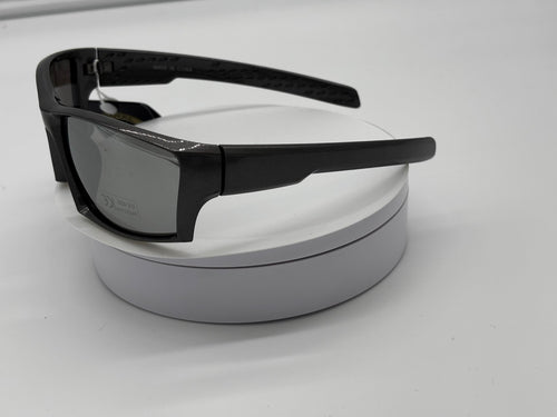 Black Sport Wraparound Sunglasses with Mirror Lens