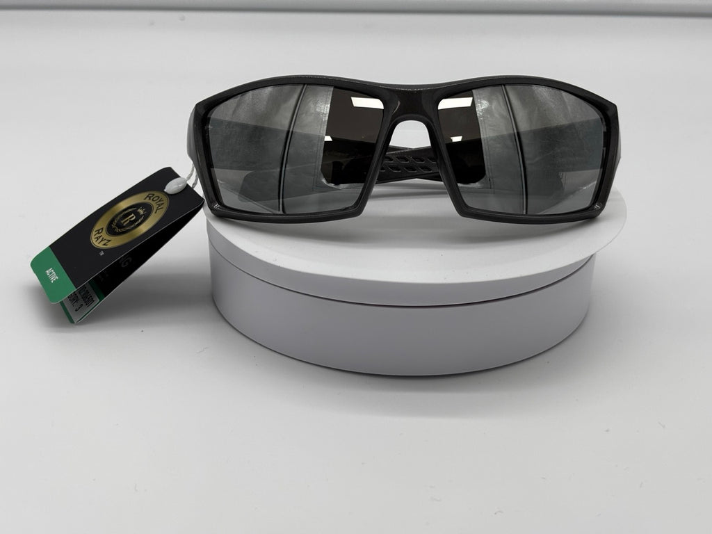 Black Sport Wraparound Sunglasses with Mirror Lens
