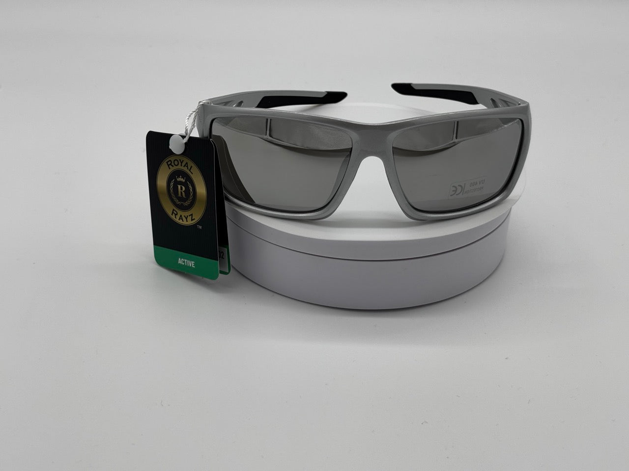 Grey Sport Wraparound Sunglasses with Mirror Lens