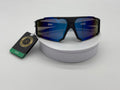Black Sport Shield Sunglasses with Blue Mirror Lens