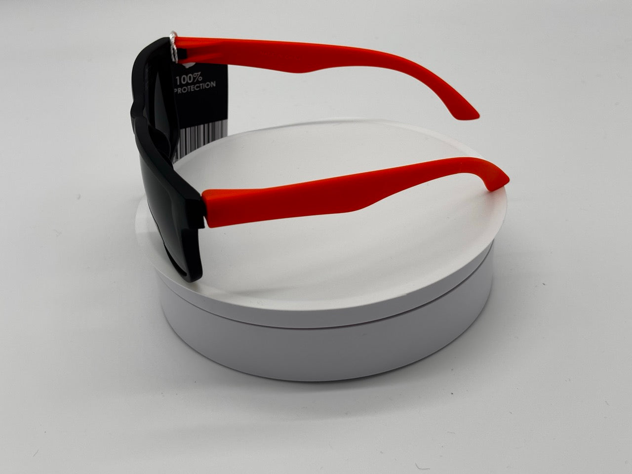 Matte Black Square Sunglasses with Orange Temple Arms