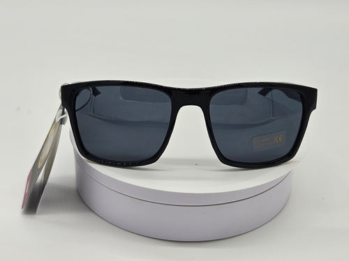 Glossy Navy Square Sunglasses with Silver Hinge Accent