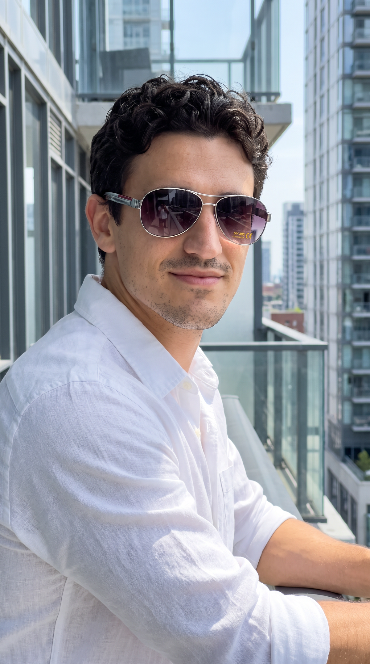 Silver Aviator Sunglasses with Burgundy Stripe Accent