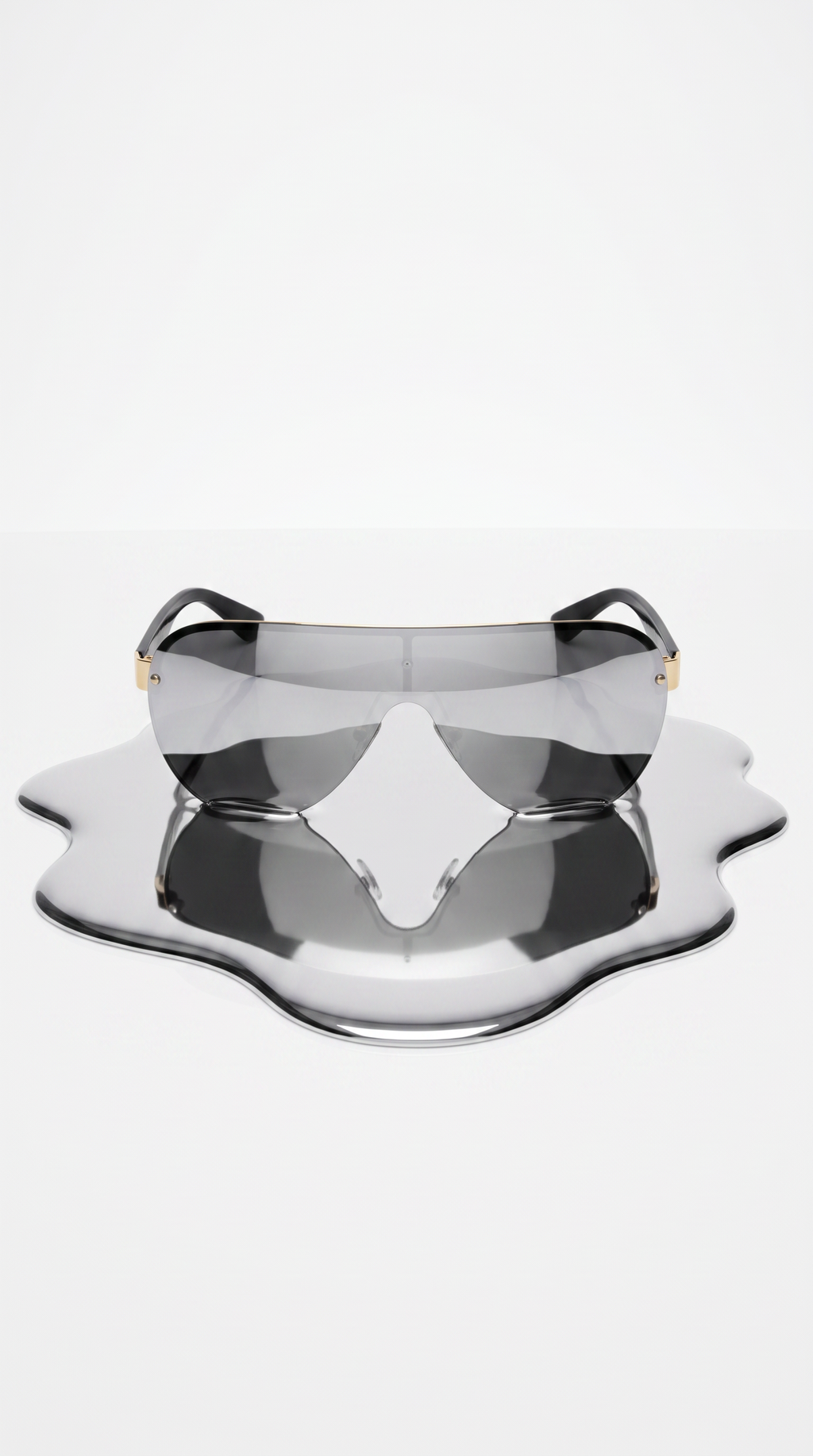 Royal Rayz Silver Shield Sunglasses – Black & Gold, Silver Mirror Lens