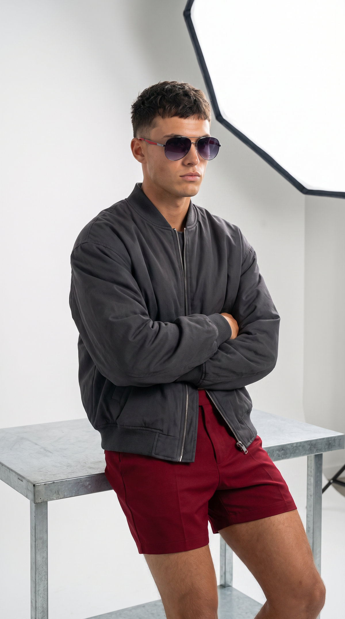 Royal Rayz Red-Tip Aviator Sunglasses – Gunmetal, Smoke Gradient Lens