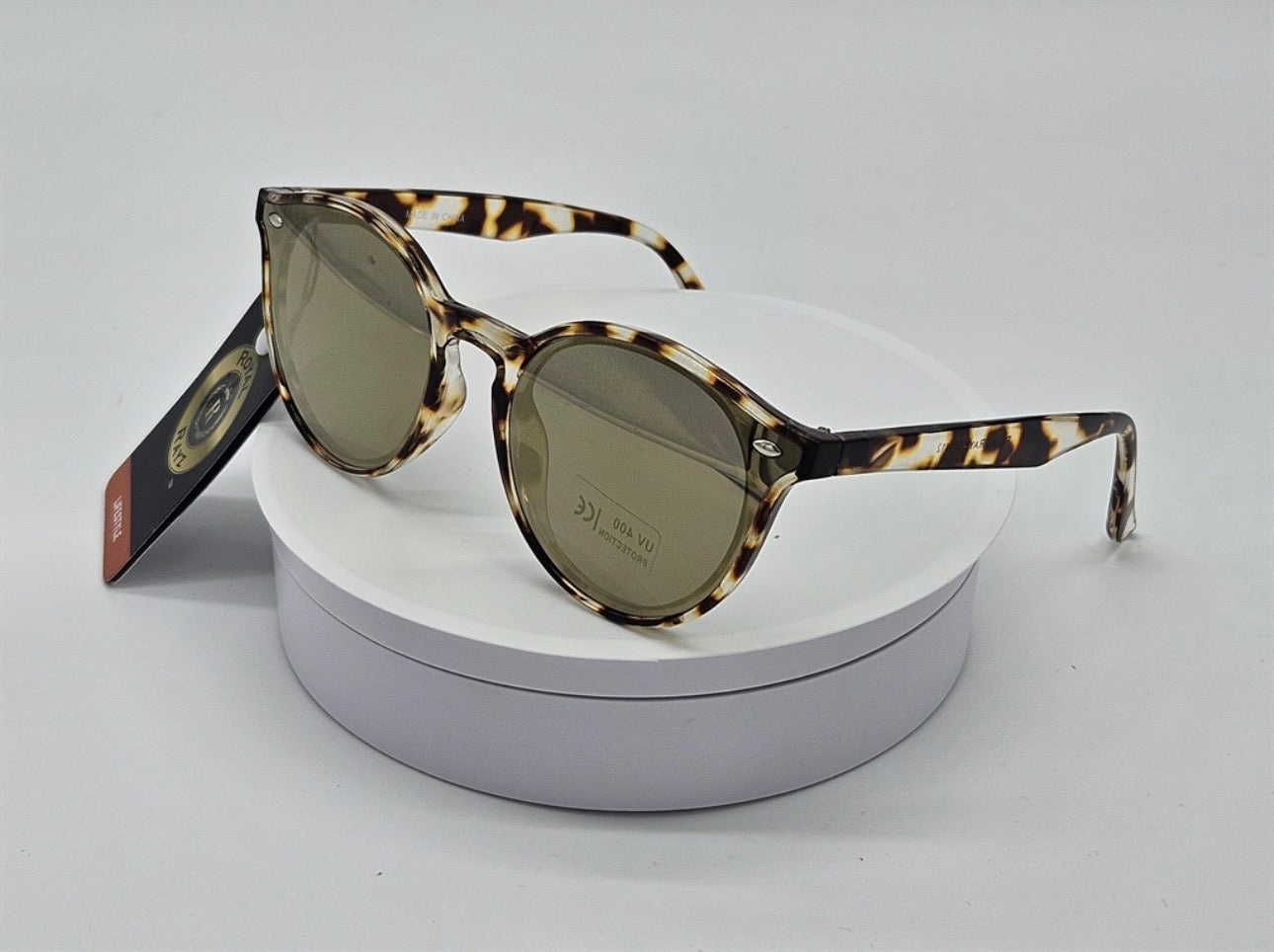 Royal Rayz Retro Round Sunglasses – Tortoiseshell, Olive Tint Lens