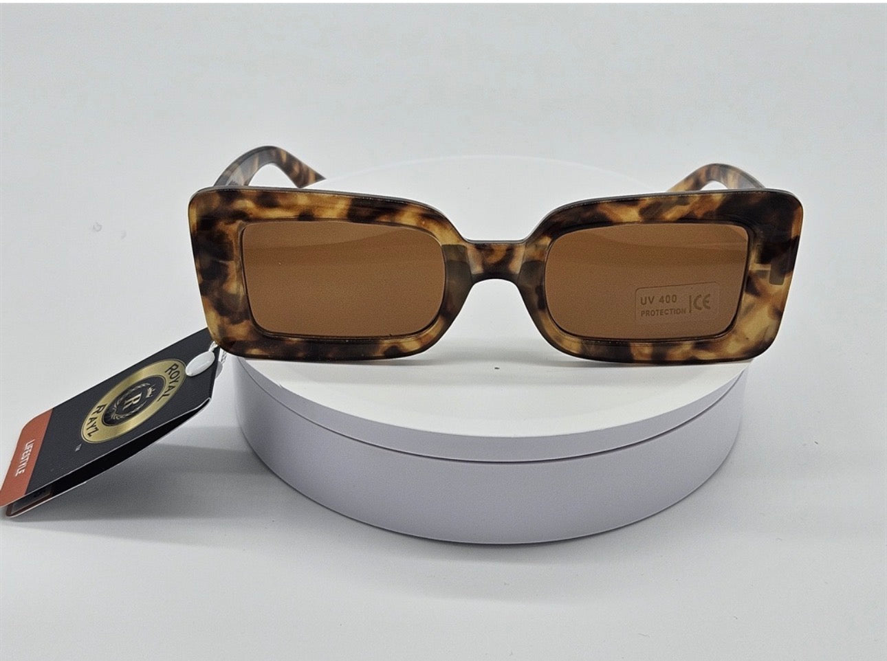 Royal Rayz Bold Rectangle Sunglasses – Tortoiseshell, Brown Lens