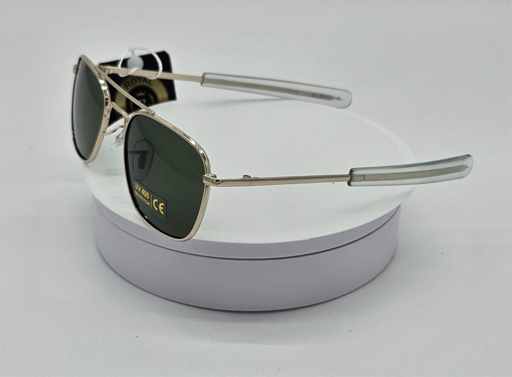 Royal Rayz Kids Aviator Sunglasses – Silver, Green Lens