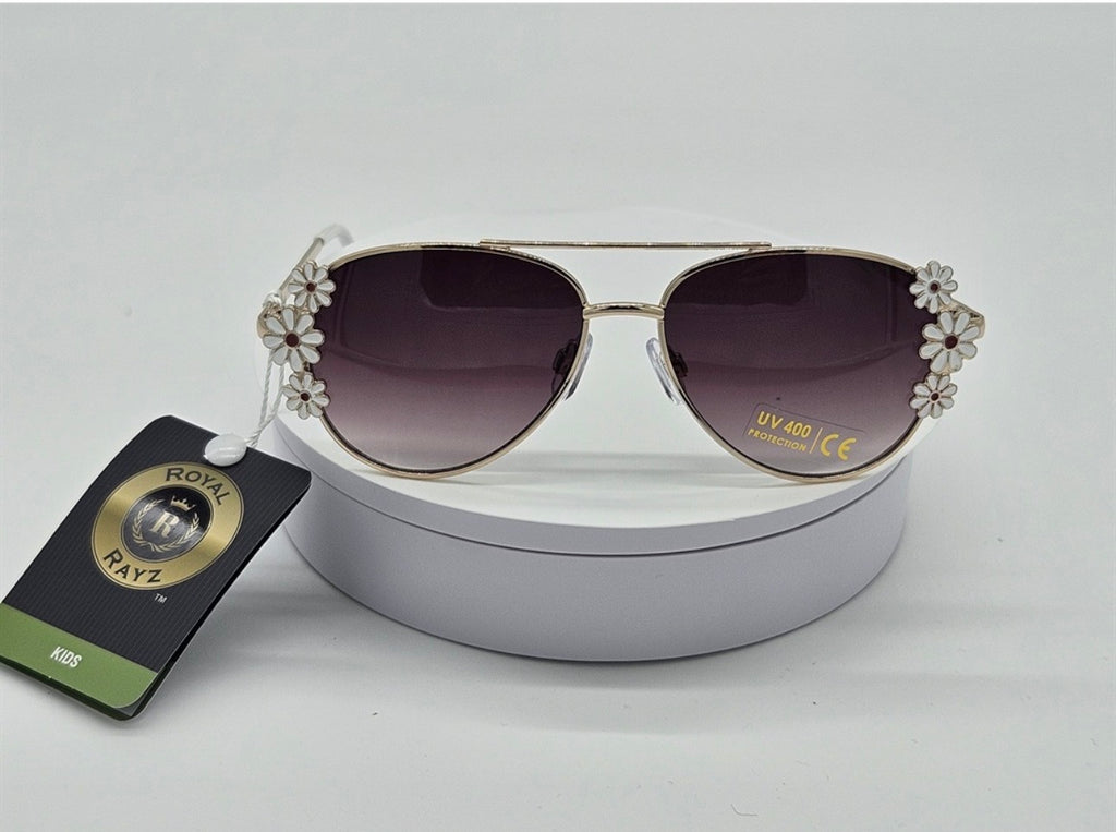 Royal Rayz Kids Daisy Aviator Sunglasses – Gold, Purple Gradient Lens