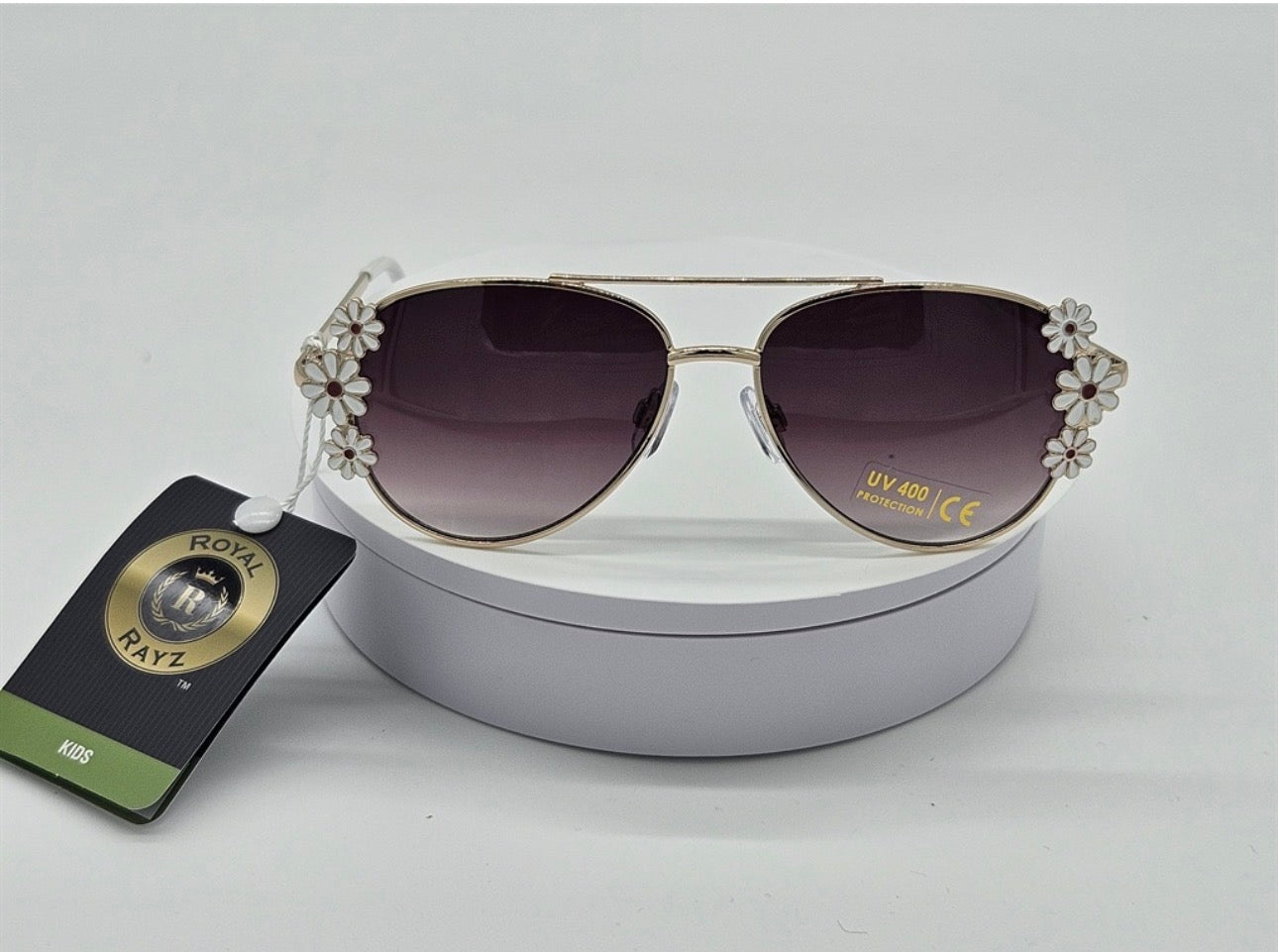 Royal Rayz Kids Daisy Aviator Sunglasses – Gold, Purple Gradient Lens