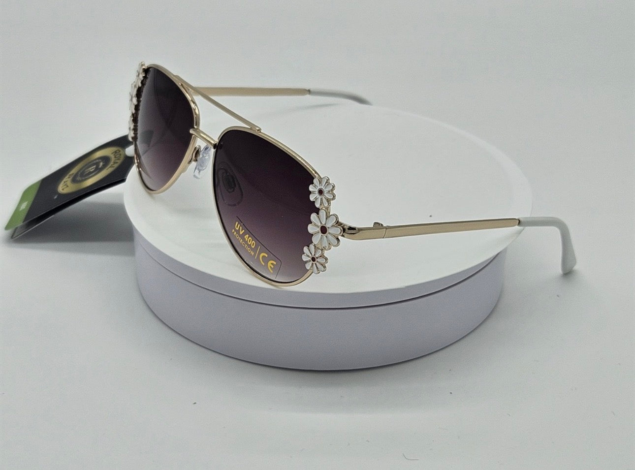 Royal Rayz Kids Daisy Aviator Sunglasses – Gold, Purple Gradient Lens