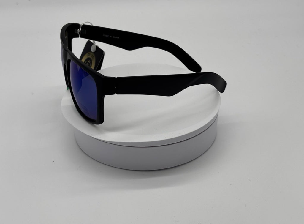 Royal Rayz Bold Square Sunglasses – Matte Black, Blue Mirror Lens