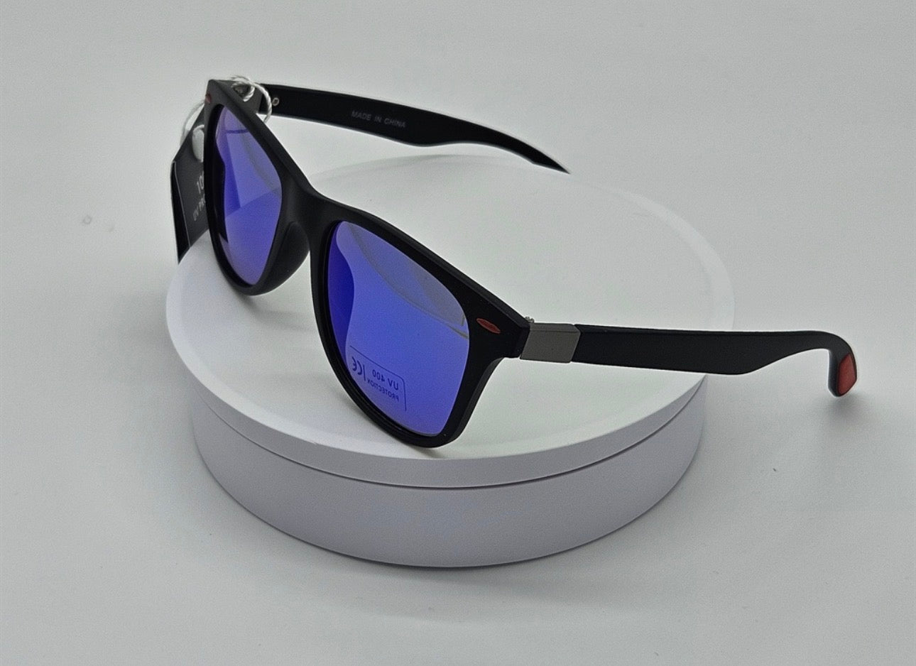 Royal Rayz Retro Square Sunglasses – Matte Black, Blue Mirror Lens