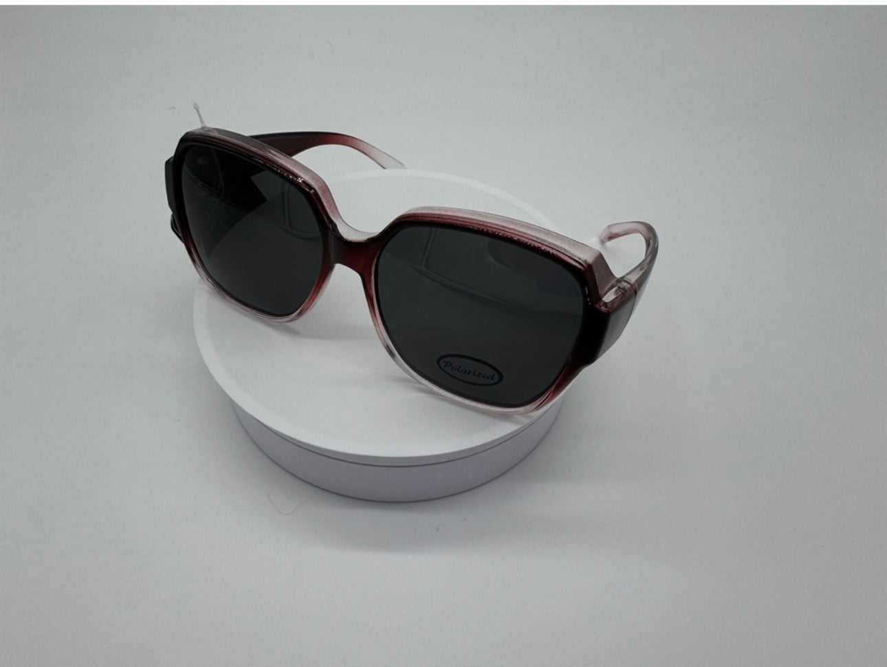 Burgundy Gradient Square Sunglasses Polarized