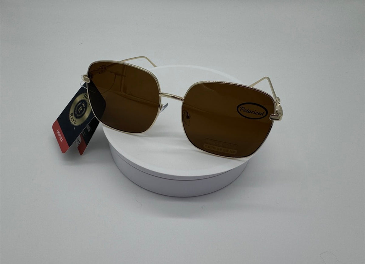 Gold Square Sunglasses with Brown Polarized Lens