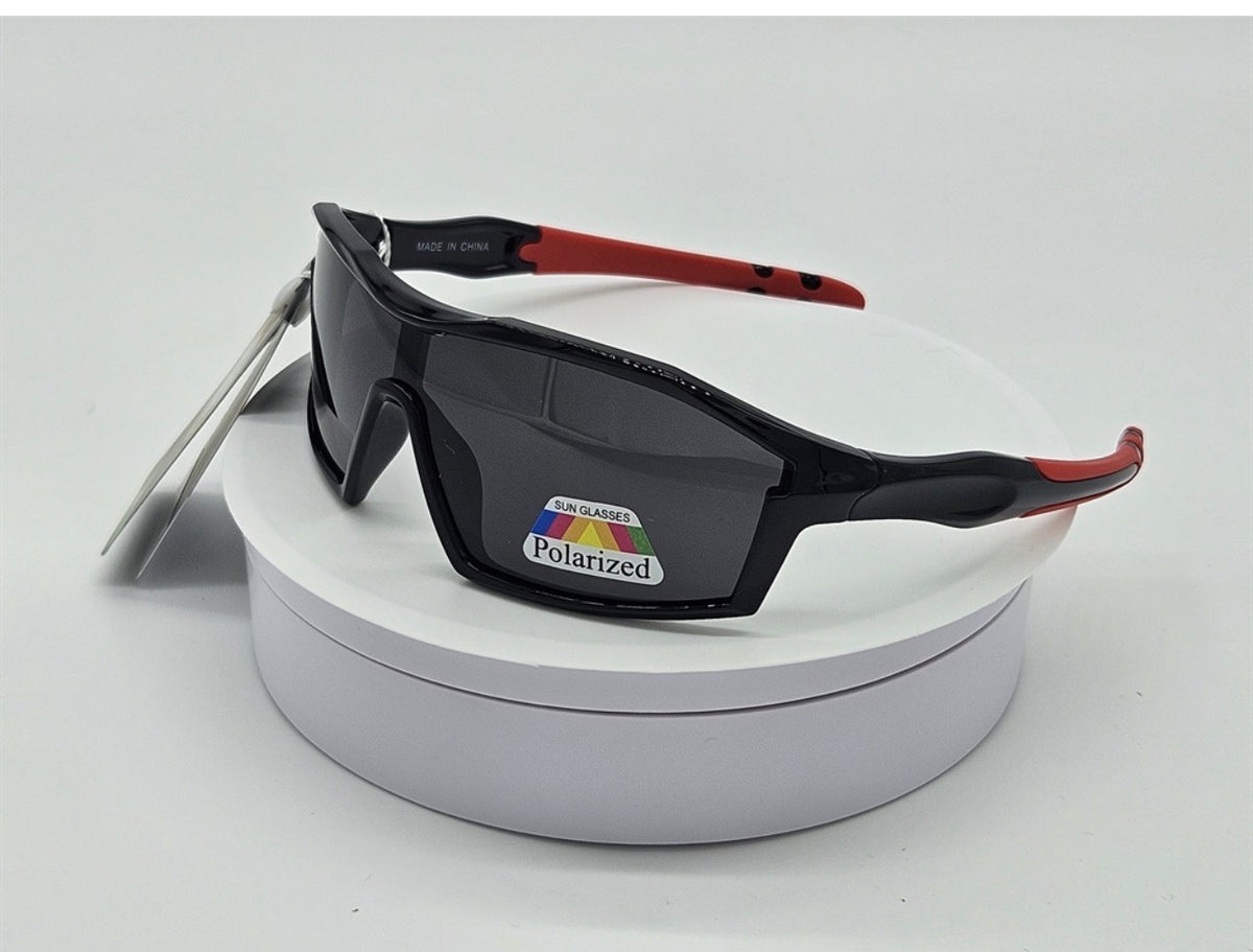 Kids Black Sport Wraparound Sunglasses Polarized