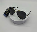 Slim Bridge Aviator Sunglasses — Black & Gold
