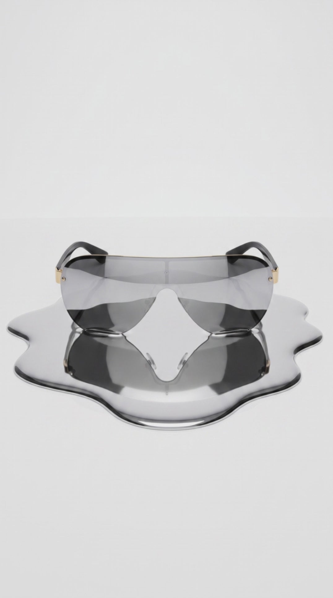 Royal Rayz Silver Shield Sunglasses – Black & Gold, Silver Mirror Lens